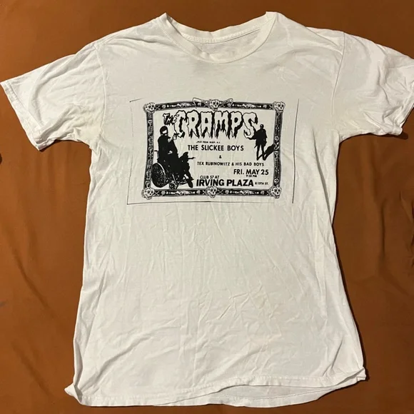 THE CRAMPS band white t shirt. LIGHT wear/tear. Women’s small/medium. - Picture 1 of 2